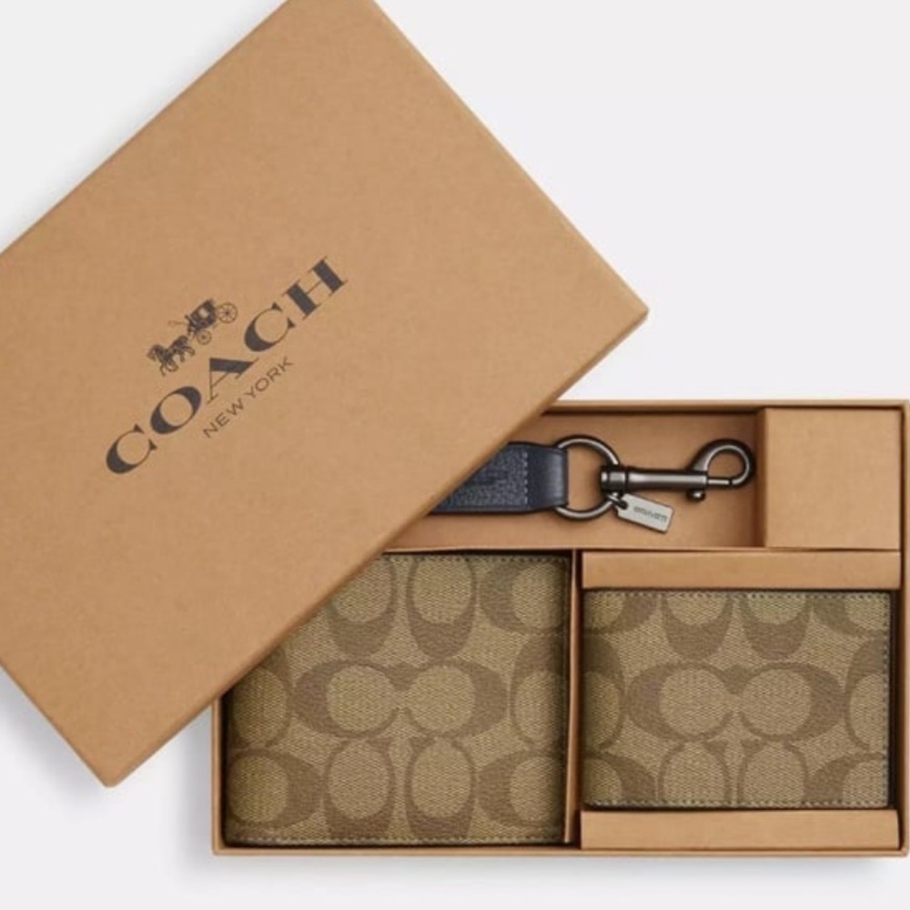 Sold ❌Coach Boxed 3 In 1 Wallet Gift Set In Colorblock Signature NIB
